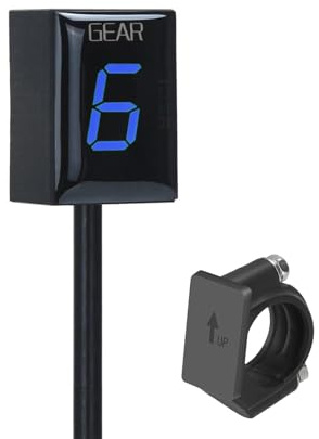 Motorcycle Gear Indicator Compatible with Kawasaki with Holder Bracket,Waterproof LED Digital Display Speedometer Shift Lever Sensors Plug & Play (Blue)
