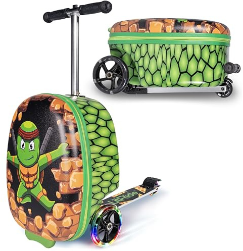 LitRide Kids Ride-On Suitcase Scooter, Carry-On Luggage, Ages 4+ | Hardshell kids' ride-on scooter suitcase. Carry-on compliant, light-up wheels, roomy interior. Child safety features.