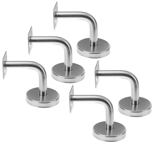 POPETPOP Soportes de Pasamanos Acero Inoxidable 5 Piezas Resistentes para Pared Barandal Escaleras Seguras Interiores Exteriores