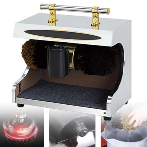 Shoe Polisher, Electric Shoe Shine Polisher with Double Combination Brush, Low Noise, Easy to Clean, Automatic Induction Shoe Polishing Machine Hotel Entrance Hall Shoe Cleaning Machine,Silver