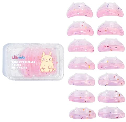 Libeauty Pad Rehaussement de Cils, 7 Paires Lash Lift Shields, Pads Rehaussement de Cils En Silicone Réutilisables, Forme Mignonne, Super Collant, 7 Tailles pour un Usage Domestique Et en Salon
