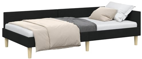 vidaXL Eckbettgestell Schwarz 90 x 200 cm Stoff