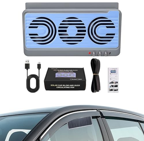 Solar Power Car Fan - Exhaust Window Car Fan Solar Powered - Ventilator Vehicle Accessories Air Circulator Quiet for SUV RV Truck Automotive Ventilation Road Trip