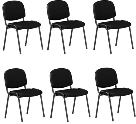 COSTWAY Set of 2/4/5/6/10 Stackable Reception Chairs, Upholstered Armless Office Meeting Conference Chair, Computer Desk Seat Guest Visitors Chairs for Home Office (6PCS, 54 x 57 x 78 cm)