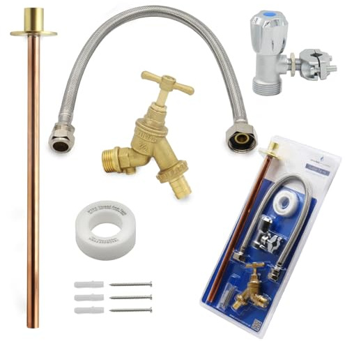 Outdoor Tap Kit, Self-Cutting Valve, Copper Pipe with Fittings, Complete DIY Set