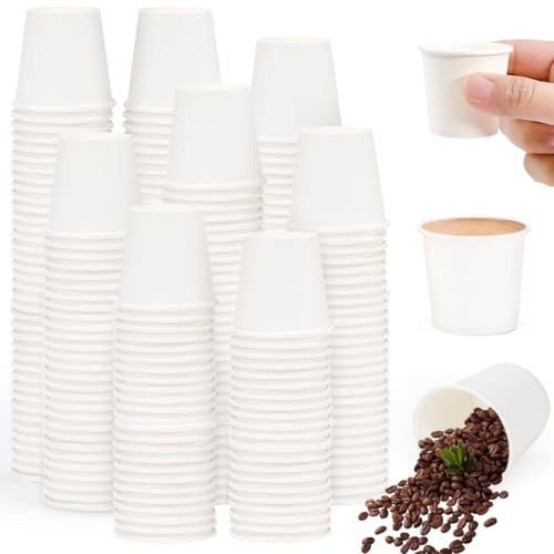 LANSKYLAN Lot De 400 Gobelets En Carton Blanc 30 Ml Gobelets En Pulpe De Bois Pour Dégustation, Fêtes, Mariages Et Événements Gobelet Carton Café, Échantillons