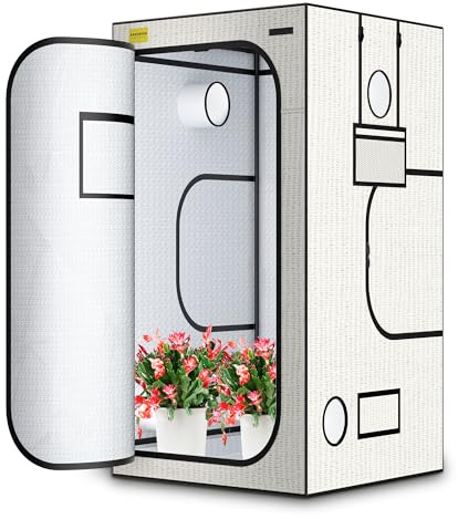 KAVUNION Growzelt 120x120x200cm, 600D Oxford Grow Zelt mit reflektierender Polyesterfolie 22mm Stahlrohre Belüftungsöffnungen und Sichtfenster, zuchtzelte für hydrokulturen Gewächshaus und Innengarten