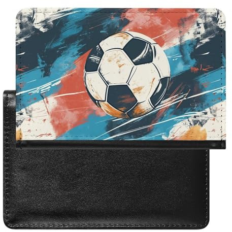 AADFAEWR Reisepasshalter Für Reisen Vintage-Fußball-Muster Reisepasshülle Aus Pu-Leder Mit Kartenfach