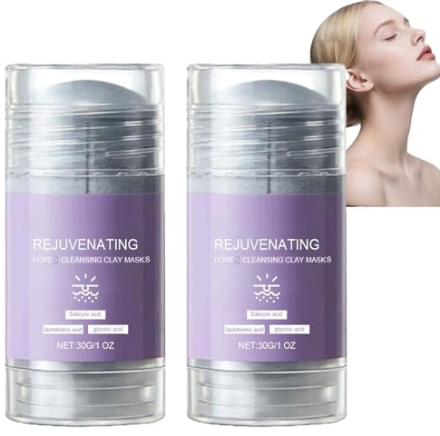 Pore Cleansing Clay Masks Stick, Tiefenreinigende Ölkontrollmasken für das Gesicht, Solid Clay Stick für die Porenreinigung, Mitesserentferner Minimizer Fettige Kombination Empfindliche Haut (2pcs)