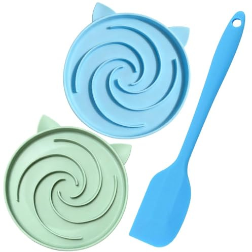 USHXVG 2 Pieces Of Pet Slow Food Bowls And 1 Piece Of Scraper, Food-Grade Non-Slip Silicone, Slow Food, Anti-Choking And Easy To Clean, Suitable For Cats And Dogs To Eat Daily.