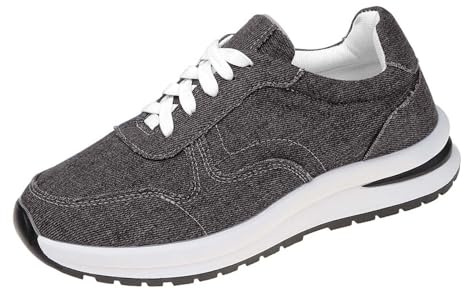 Damsneaker plattform - damskor komfort chic sneaker mjuk sula halkfri sko sneakers snörning sko ortopedisk fotavlastning sko arbetssko, svart, 39 EU