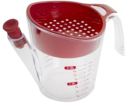 500ml Gravy Separator and Measuring Jug – 2-in-1 Plastic Fat Separator Jug with Pouring Spout – Clear Measurement Markings for Healthy Roast Gravies, Stocks, Soups & Sauces.