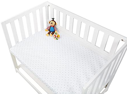 Pinolino 540024 – 7d – Sábana paños para cuna, cuna anstell y cochecito en doble Pack 'Estrellas', jersey, Uni, Blanco/Rosa