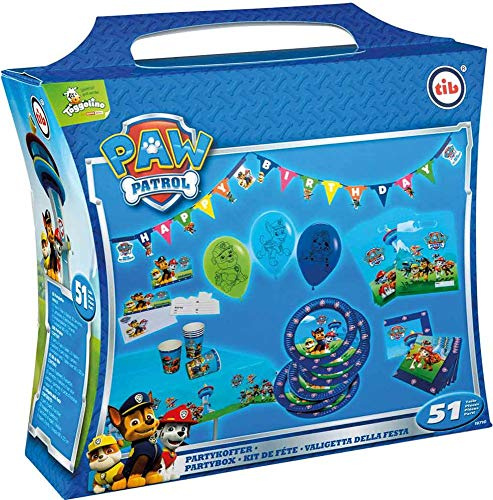 TIB Heyne 19710 – Partyväska Paw Patrol, 51 delar, festservis och dekoration, barns födelsedag