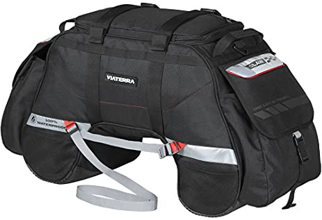 ViaTerra 100% Waterproof Claw Motorcycle Tail Bag (72L, Black) I Roll top Construction with Inner Liner I Free Outer Rain/Dust Cover I Fits Most Bikes
