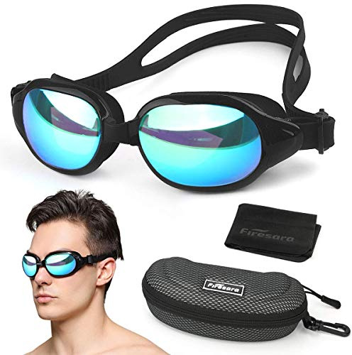 Firesara Swim Goggles, No Leaking Large Frame Wide View Pool for Women Men