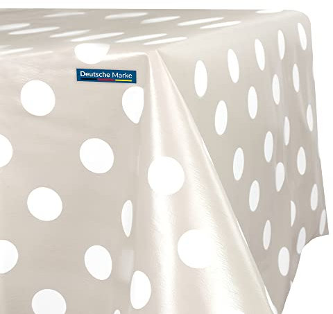TEXMAXX® Wachstuchtischdecke versch. Größen - 200 x 140 cm/abwaschbare Tischdecke/Wachstischdecke/Wachstuch Tischdecke geeignet als Gartentischdecke - Punkte Muster in Creme-Weiß