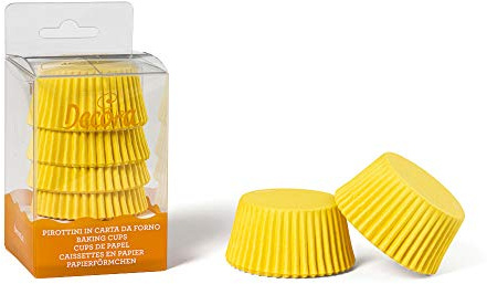 DECORA, 0339703 Gelbe Backförmchen, Bequeme Backförmchen zum Backen, Servieren und Verschenken von Muffins, Hitzebeständig bis 220 °C, In praktischer Blisterverpackung, Gelb