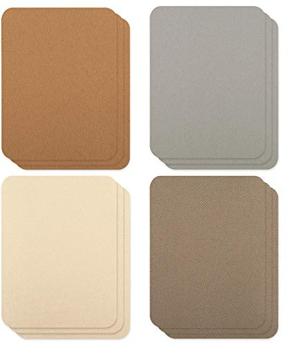 Hileyu 12 Stück Stoff zum Aufbügeln Patches in Premium-Qualität Denim Jean Kleidung Reparatur Patch Kit Dekorative Schirme für Hosen Jacke Jean Kleidung Nähen Beige Grau Khaki Kamel (12,5 * 9,5 cm)