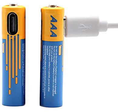 SZEMPTY Batterie al litio ricaricabili AAA, 1,5 V, USB, agli ioni di litio, 750 mWh con cavo di ricarica di tipo C, ricarica rapida in 1 ore, confezione da 2