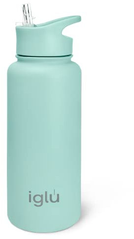 iglu Reusable Water Bottles | Premium Double Walled Stainless Steel | 1L Vacuum Insulated | 24 Hours Cold & 12 Hours Hot | Sweatproof & BPA Free | Great His & Her Eco-Friendly Gift (Ocean Teal, 1L)