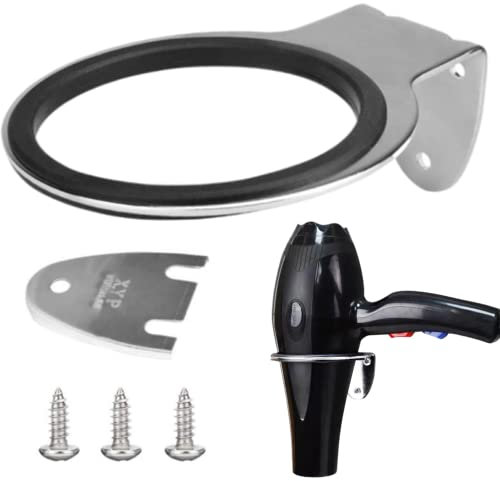 YISIFEINUO Hair Dryer Holder Wall Mounted Rack Bathroom Storage Organizer Steel Hairdressing Dryer Hanger - Stainless Steel, Black