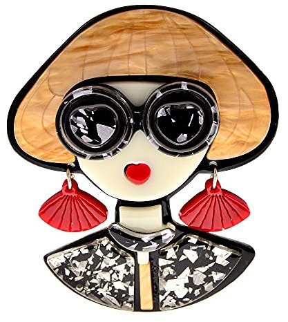 C SS CC Broschen Moderne Mädchen Brosche Pins for Frauen Acryl Wear Brille Cartoon Figur Broschen Revers Weibliche Abzeichen Partei Schmuck Anstecknadeln Für Damen