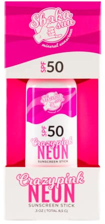 Shaka Sun - Protector solar mineral I SPF 50+ I Stick solar I Óxido de zinc natural I para niños y adultos I Contra todos los tipos de radiación UVA y UVB I Resistente al agua I Rosa neón