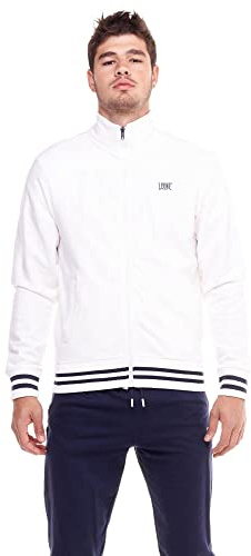 LEONE - Mäns jumpsuit med tå hals och Zip Välkommen tillbaka, Optic White/Marinblå (0010), 3XL