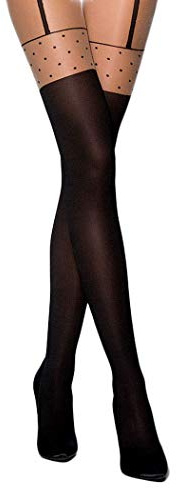 Rosso nero lingerie da donna ouvert collant elastico trasparente sul cavallo aperto con motivo cinghie, Nero , M