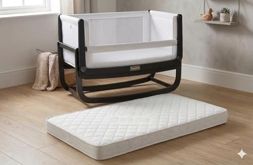 Restorology - Baby Crib Mattress – Extra Thick & Soft Foam Mattress With Antibacterial Removable Cover, Replacment mattress for Snuzpod 4; Colour White | Size : 40cm x 75.5cm