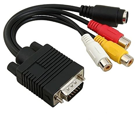 Hemobllo Adaptateur Vga vers 3rca Svga Câble PVC 20 Cm pour Ordinateurs Compatibles Cartes Graphiques Vidéo Connecteur Mini S-vidéo 4 Broches Couleur Noire