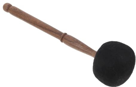 DOITOOL para Cuenco de Tamaño Mediano Cabeza de Fieltro de Lana Negra, Palo de Madera para Cuenco Sonoro de Buda, Accesorio para Meditación y Terapia Sonora