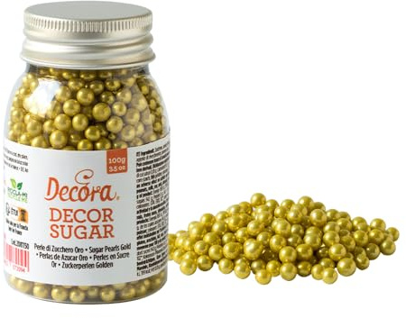 Decora 2081151 Confezione Da 100 G Perle Di Zucchero Oro 5 Mm