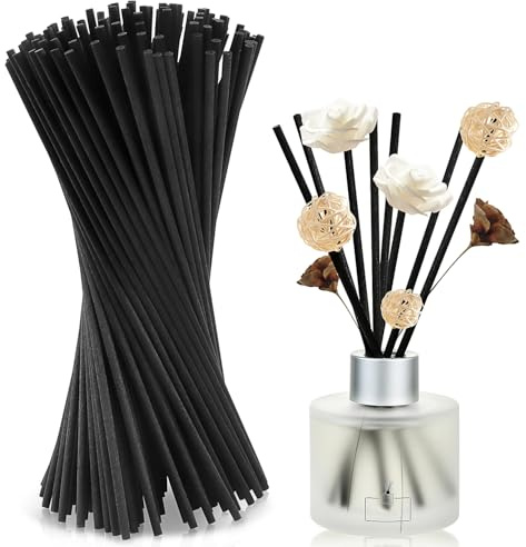 WDZGX Duftstäbchen Rattanstäbchen für Raumduft Stäbchen Diffuser Duftstäbe | Holzstäbchen Nachfüllpack Sticks Schwarze Lang 19cmx3mm 160Stk Reed Nur Diffusor Diffuserstäbchen Duftöl Nachfüllen Aroma