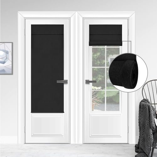 WdFour UV-Schutz, 100% Verdunkelung, Sichtschutz, Einfach zu installierende Klassenzimmertürvorhänge, Rollos, Geeignet für alle Arten von Fenstern und Klassenzimmer (30Wx70L,Schwarz,1 Stück)