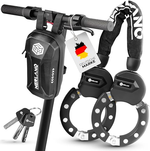 Merlano E Scooter Schloss mit Tasche, Handschellenschloss für E Roller & Fahrrad, maximale Sicherheit, E Bike Schloss, e roller schloss,