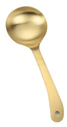 ZGXNYI Cuillère dorée en Acier Inoxydable avec Trou de Suspension, louche givrée et épaisse, cuillère à Long Manche, cuillère à Riz, Simple et Domestique Louche à Soupe en Acier Inoxydable(S)