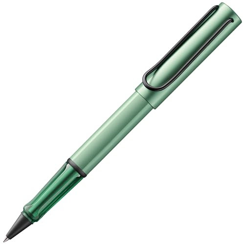 Lamy AL-star sage Tintenroller - leichter Stift mit transparenten, ergonomischen Griff & Strichbreite M - Gehäuse aus Aluminium – mit Tintenrollermine M 63 Strichbreite M in schwarz