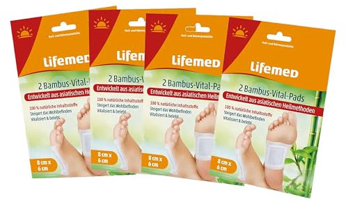 4x 2 BAMBUS-VITAL-PADS 8x6cm Fußpflaster Fußpads Bambuspflaster Vitalpflaster Fußpflege Entgiftung Fuß Pflaster 81