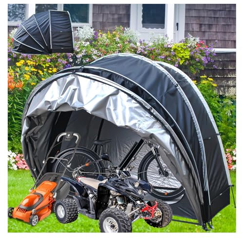 JXZDH Bike cover Bicycle Tent Hanging 2 in 1 Bike Tent Outdoor Storage for 2/3/4/5 Bikes or 1 Motorcycle Bike Storage Shed Bike Tent,Black(Black)