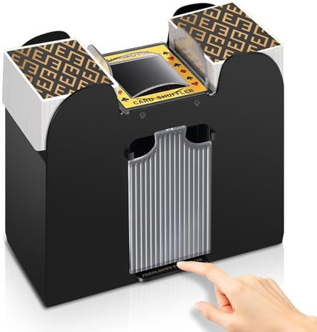 ZIKSUN 1-6 Deck Card Shuffler Machine, Battery Operated Automatic Card Dealer, Electric Card Shufflers Playing Poker/UNO/Bridge Game Accessories for Family Party Club
