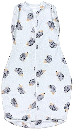 TupTam Baby Pucksack Swaddle Bag Wattiert Babyschlafsack unisex, Farbe: Unwattiert 0.5 TOG/Igel Grau, Größe: 0-3 Monate