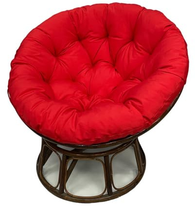 FZKun Papasansessel, rundes Sitzkissen Papasan dick gepolstert, weiches Eiernest, bequemes Sitzkissen für drinnen und draußen, entspannende Terrasse (Rot, 110 cm)
