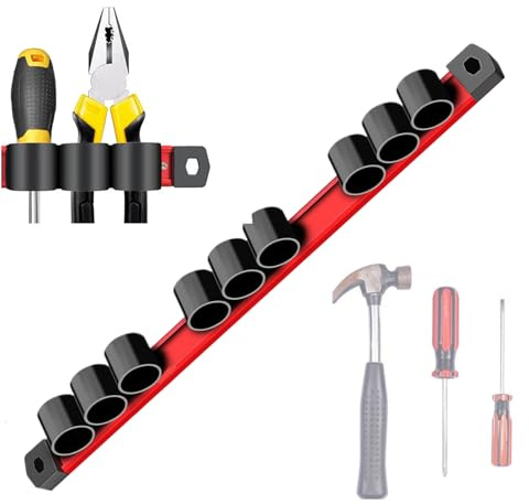 Generisch Magnetische Schraubendreher-Aufbewahrung - Aufbewahrungsmagnet für Schraubenschlüssel - 9-Fach Werkzeug-Halterungsschiene mit Magnetleiste für Gärtner und Installateure