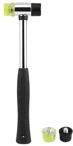 Shahram Style® 25mm Dual Head Rubber Mallet Hammer with Nylon Replaceable Heads Non-Slip Ergonomic Grip Soft Face Hammer for Jewelry Leather Craft DIY and Home Repair Projects