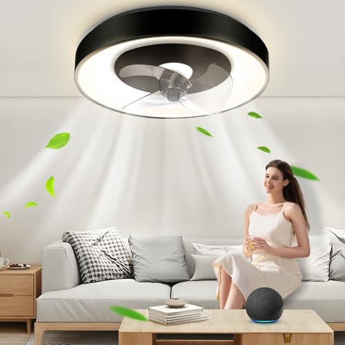 Aigostar- Ventilatore Soffitto Alexa, LED 40W, 4400LM, 2700K-6500K Dimmerabile, Ventilatore da Soffitto con Luce Alexa, 6 Velocità, φ50CM, con Telecomando e Gateway