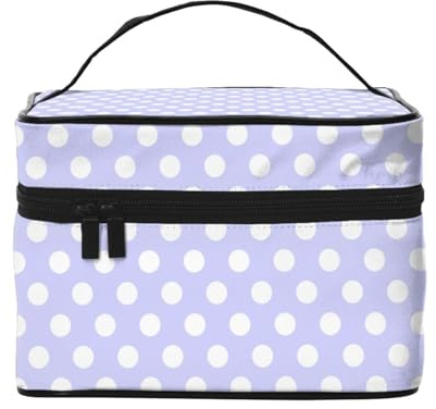 Borsa da toeletta con stampa a pois viola chiaro, borse cosmetiche carine per donne, grande borsa organizer da viaggio
