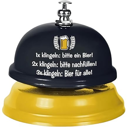 Lustige Bierklingel mit Sprüchen – Festival Gadget & Party Zubehör – Geschenkidee für Männer zum Geburtstag, Grillabend, Gartenfest & als Festival Deko – Geschenkbox inklusive – Tiwoca