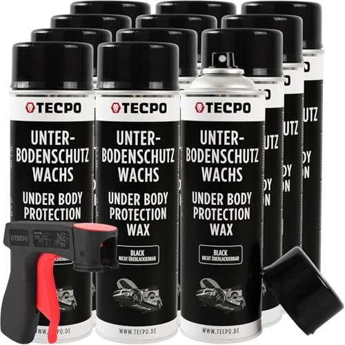 TECPO Cera di protezione per sottoscocca spray, 6 X 500 ml con manico, protezione per carrozzeria, protezione da sassi, cera protettiva antiruggine
